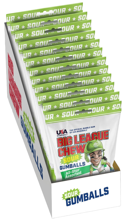 All star baseball assorted sour gumballs 12ct case